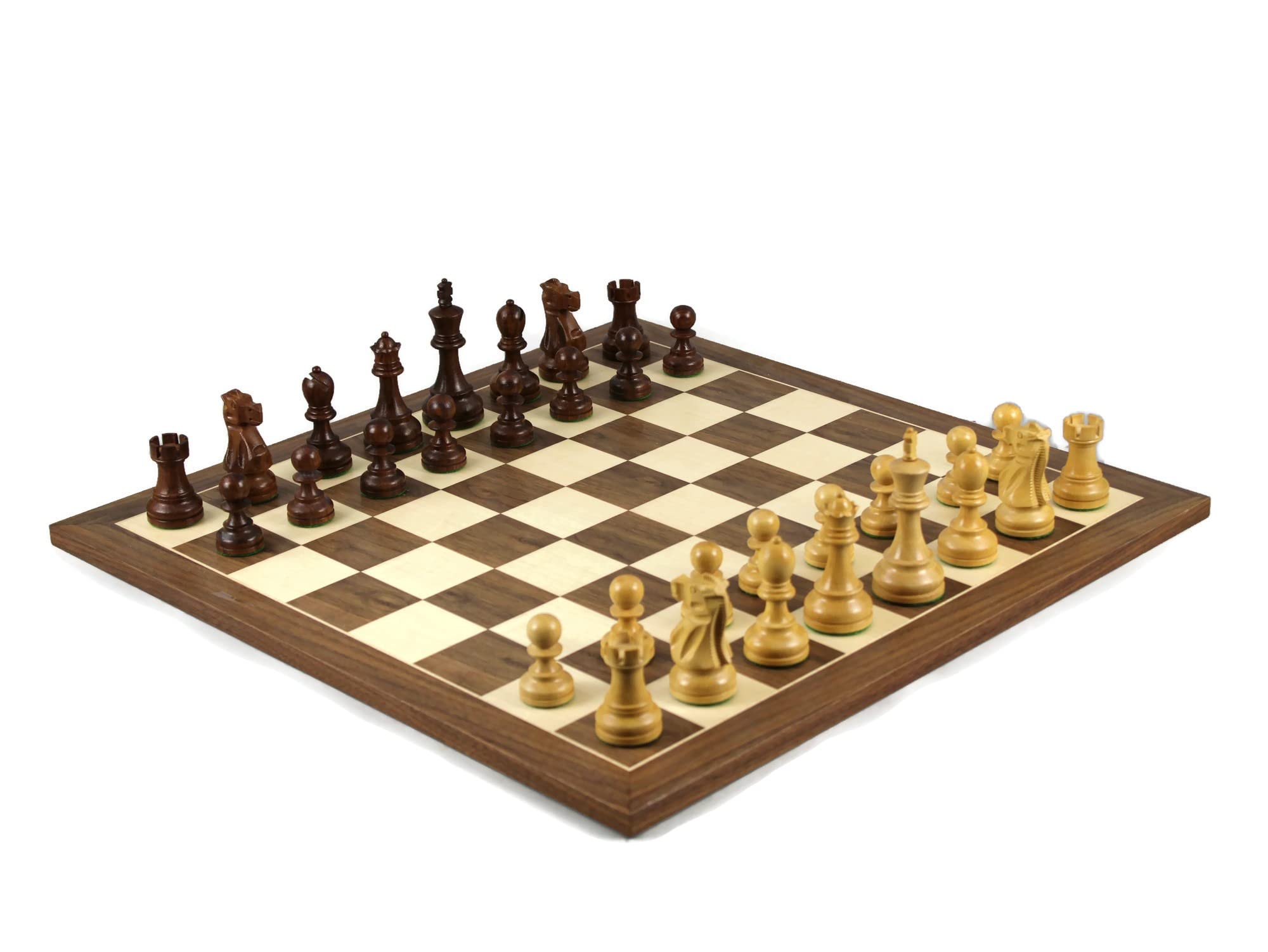 Set di scacchi in legno con tavola in noce da 20 pollici pesata Sheesham Reykjavik Staunton pezzi da 3,75 pollici