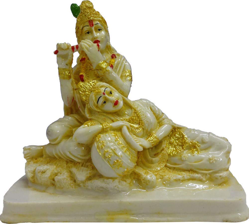 Statuette Radha Krishna crème 15,2 cm, idole hindoue de décoration