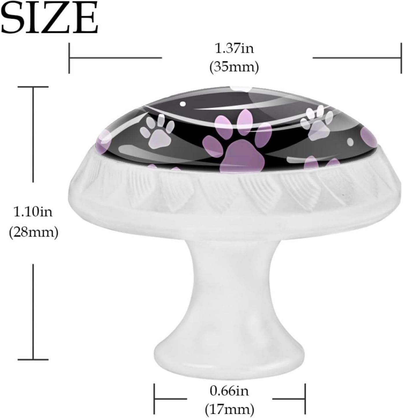 4 Pcs Lilac Dog Paw Print Drawer Knobs - ABS Resin Cabinet Handles Pulls for Kitchen Wardrobe Cupboard Hardware Furniture