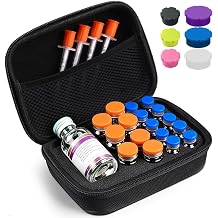 Peptide Case for Fridge & BAC Water - Sponge Insert Fits 10x3ml, 7x10ml + 1x30ml Bottles | Sponge Insert Holder for Syringes, Skin Prep Wipes, GLP-1 & Insulin Vials with Mesh Pocket