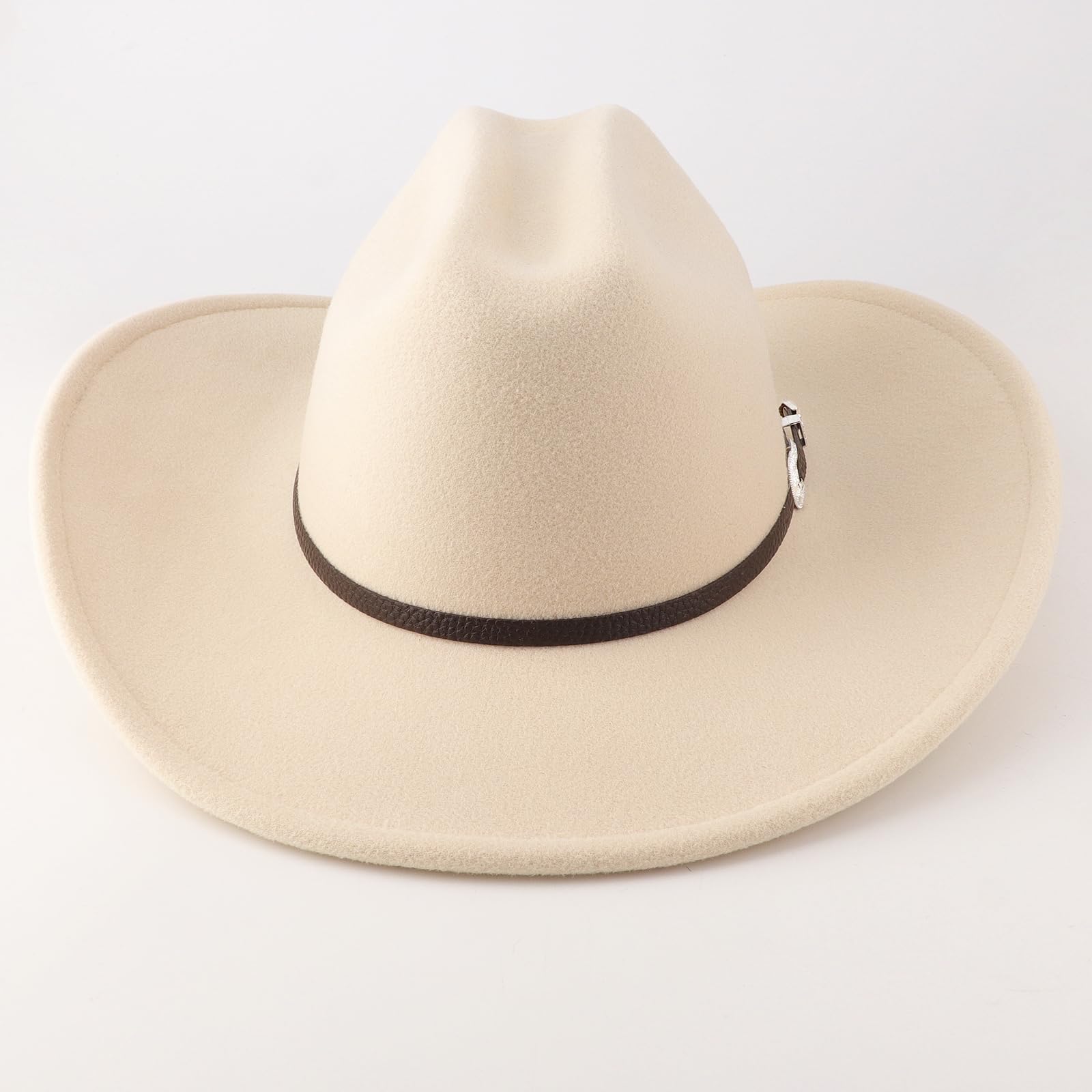 DRESHOW Chapeau de Cowboy pour Femme et Homme Le Rancher Western Chapeau en Feutre Chapeaux Fedora à Large Bord Façonnable Extérieur avec Boucle de Ceinture Rétro Unisexe Chapeau Roulé