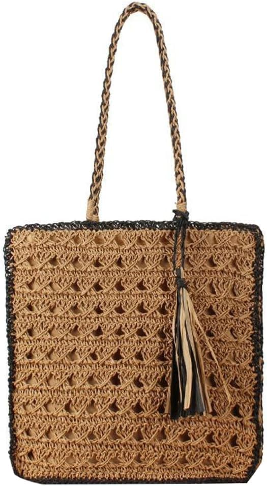 Straw Beach Bags For Women Chic Straw Tote Bag Rattan Purse Summer Straw Handmade Bag Raffia Handbag Shoulder Bag
