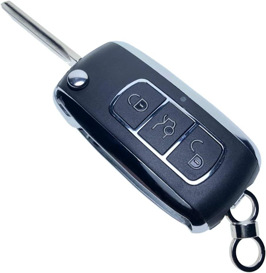 Uniqkey Chrome Style All in One Flip Key Remote Replacement for H2 LHJ011 Keyless Entry Control Fob Clicker Switchblade Transmitter Folding