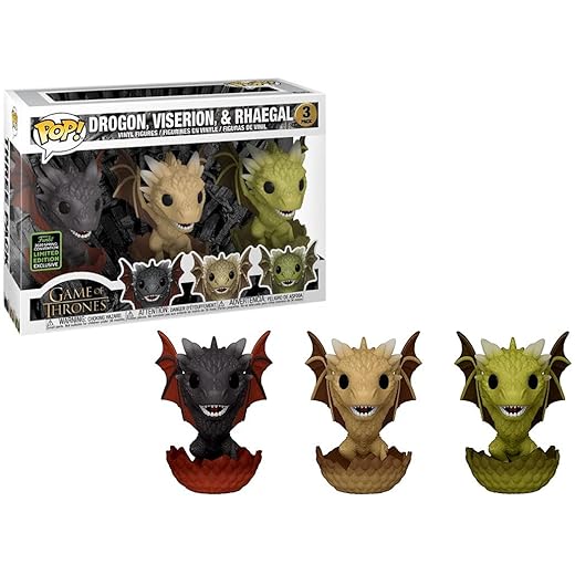 Funko Pop! 3 Pack - Game Of Thrones - Dragons Hatching (Drogon, Viserion &Amp; Rhaegal) Eccc 2020 Shared Exclusive