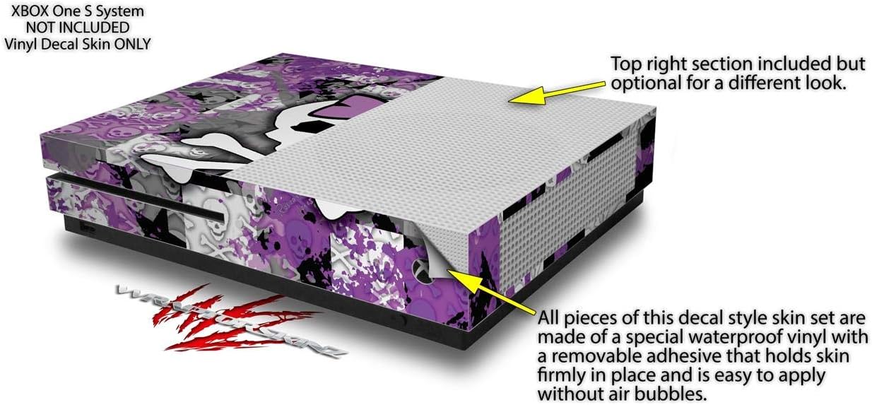 Decal Vinyl Skin Wrap Compatible with Xbox One S Console and Controllers - Princess Skull Purple