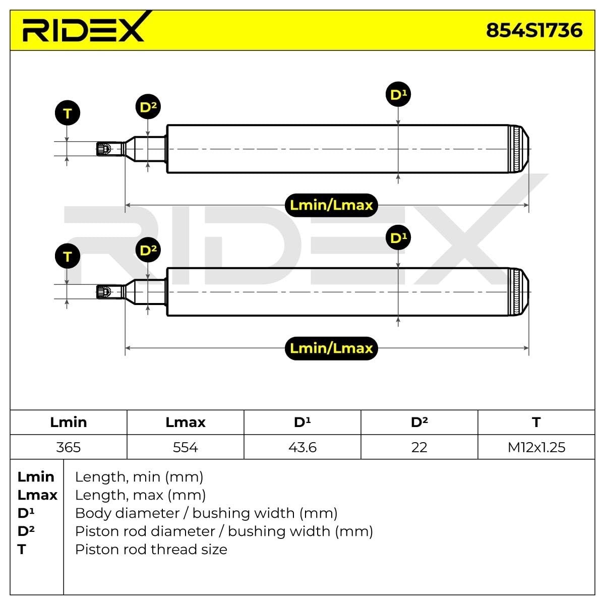 RIDEX 854S1736 2x Amortiguador Delantero Compatible con PEUGEOT 106 II Hatchback 1A, 1C