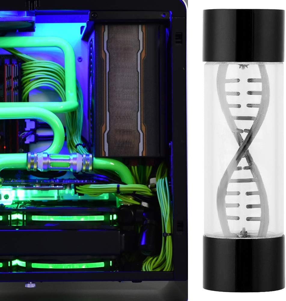 PC Water Meter, Multiple Color Metal Spiral G1/4 Female Thread Water Meter for Computer Water Cooling Systems (Black)