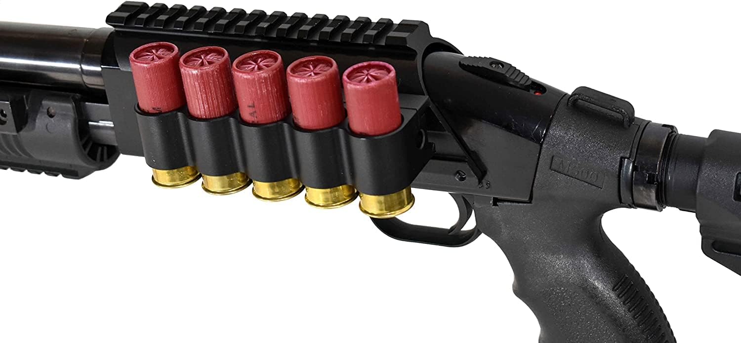 Trinity Aluminum Saddle Mount Rail with 5 Shell Holder for Mossberg 500 Maverick 88 12 Gauge Pump – Picatinny Top Rail & Side Rail Combo Tactical Accessory
