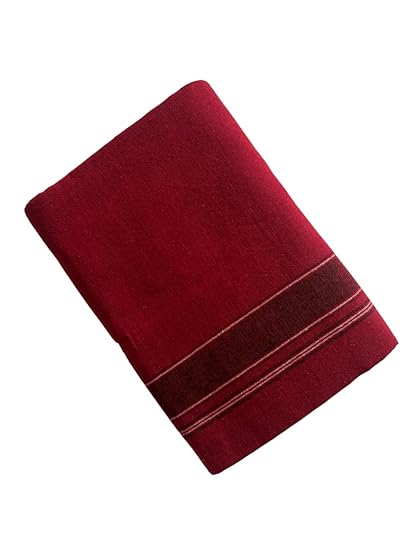 Men's Pure Cotton Saffron Kaavi Dhoti with Stunning Borders - Traditional Indian Temple Wear, 2.0m Length, Free Size