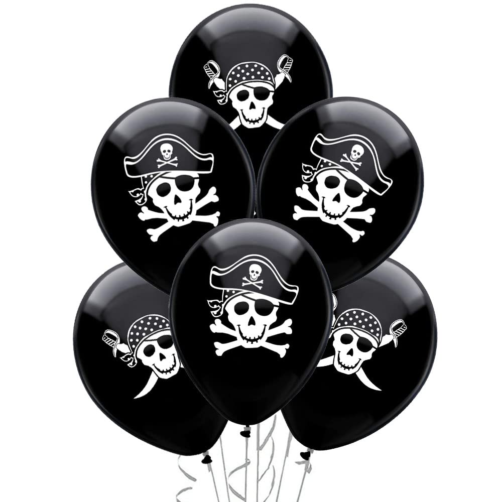 PMU 12Pc Pirate Balloons - Small Latex Balloons for Halloween Ghost Theme & Birthday Parties,Party Favors & Decoration Supplies - 11 Inch Pirate