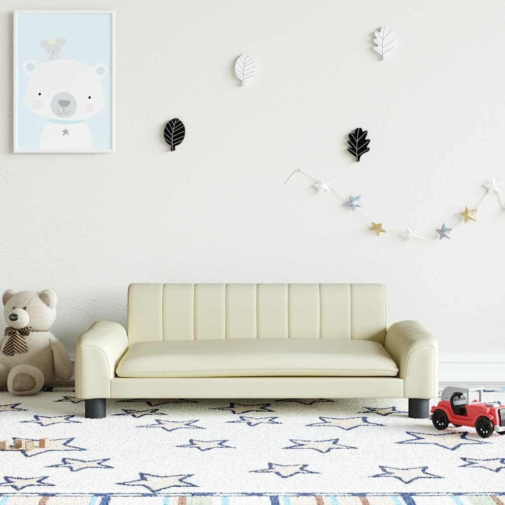 vidaXL Kindersofa, Couch für Kinder, Kindercouch mit runden Kanten, Kindersessel Minisofa Polstersofa Kindermöbel Sofa Kinderzimmer, Creme Kunstleder