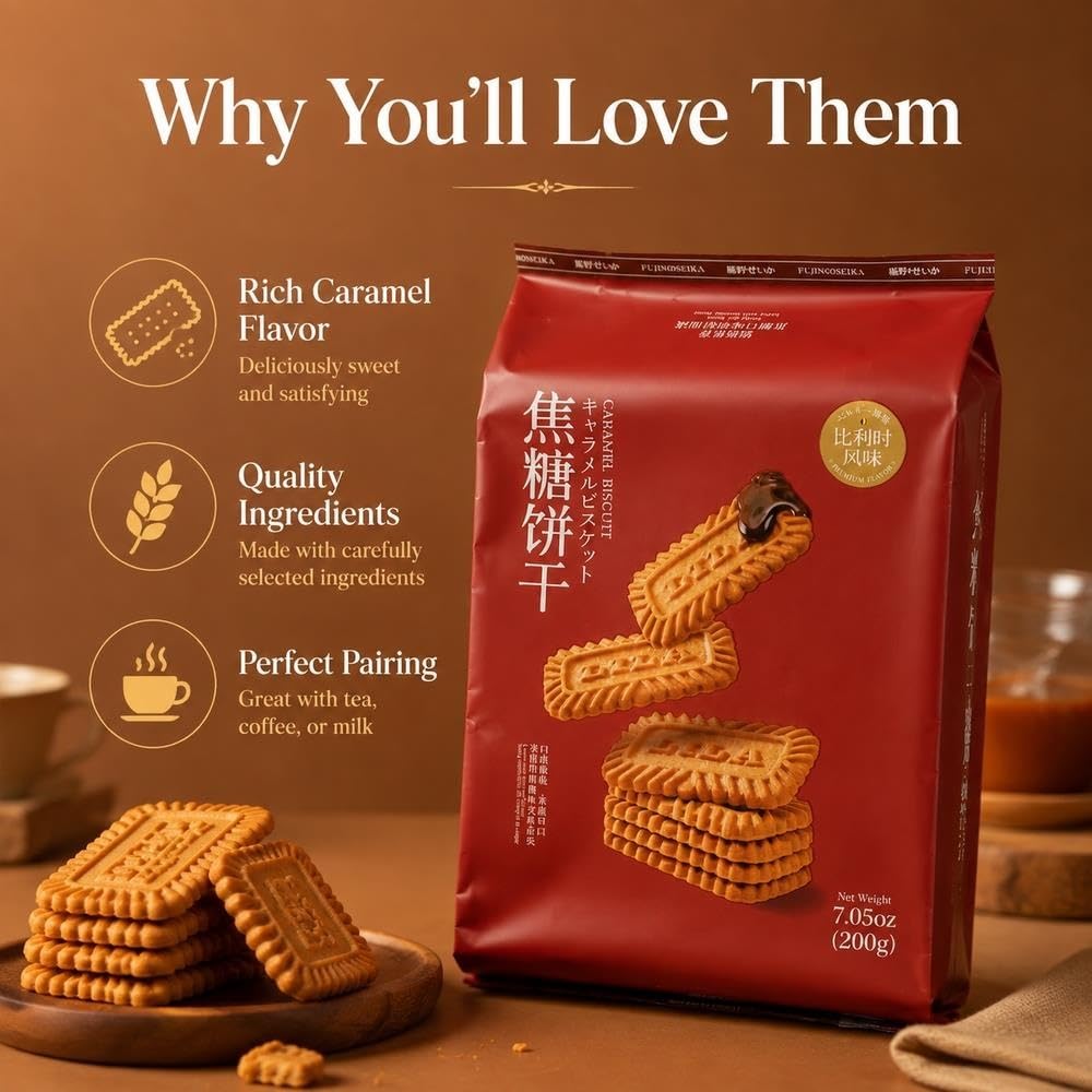 Snack con biscotti al caramello, confezione da 2 confezionati singolarmente
