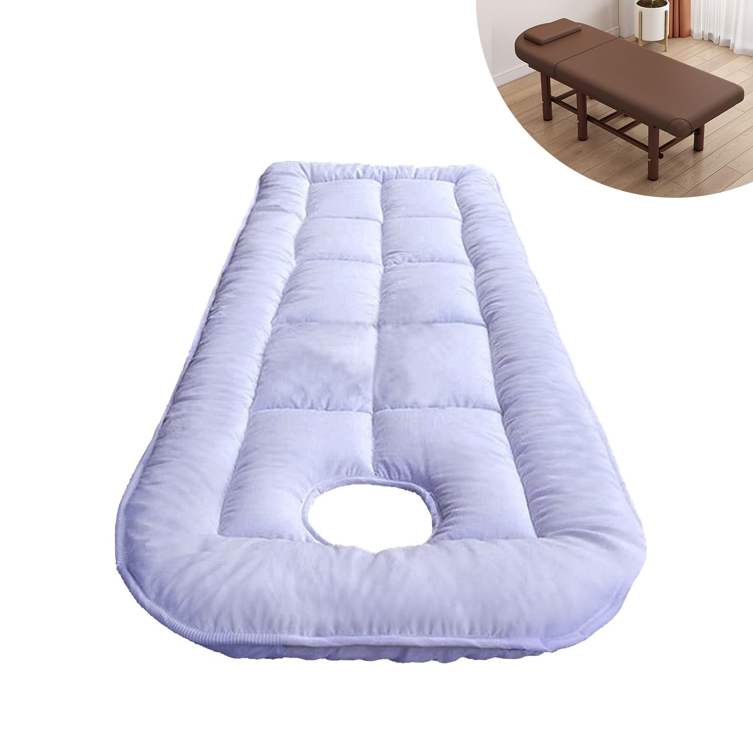 LXJDDLD Lash Bed Cushion Cover,Non-Slip Spa Bed Padding,Massage Table Pad,Round Head Massage Table Mattress Topper with Breathing Holes,for Tattoo Table Beauty Salon Bed,White,R 80x190cm