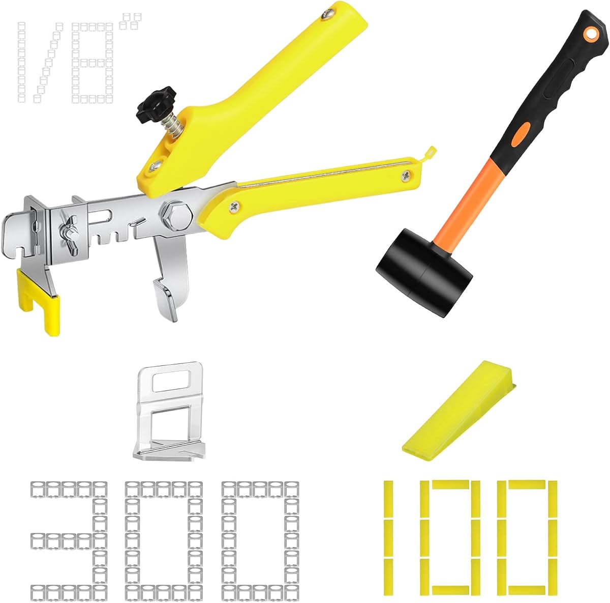 Storystore 1/8 Inch Tile Leveling System, 300 tile Spacers and 100 Wedges