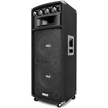 Portable Cabinet PA Speaker System - 1600 Watt Outdoor Sound System Vehicle Stereo Speakers w/Dual 12" Woofers, 3.4" Piezo Tweeters, 5"x12" Super Horn Midrange, Crossover Network - PylePro PADH212