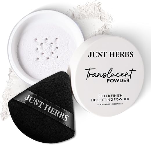 Just Herbs HD Makeup Setting Powder with Sandalwood &amp; Rice Starch (Translucent, 15 g)