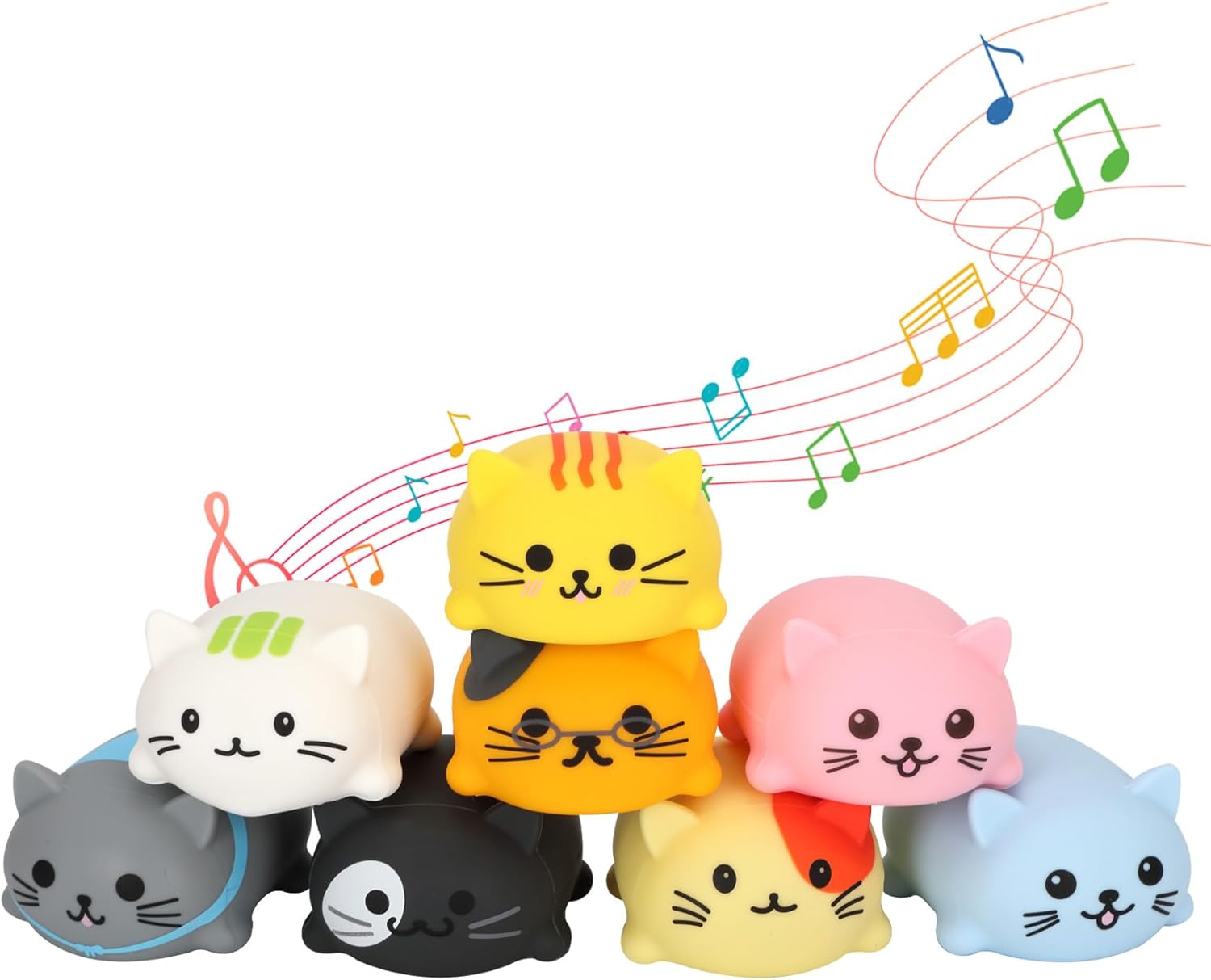 Musical Cats Piano Keyboard for Kids, 8 Pcs Cute Meow Tone Electronic Toy, Press to Play Music Scale & Chords, Educational Instrument Gift for Boys Girls Age 3 4 5 6 7 8 9,A Purr-fectly Unique Gift