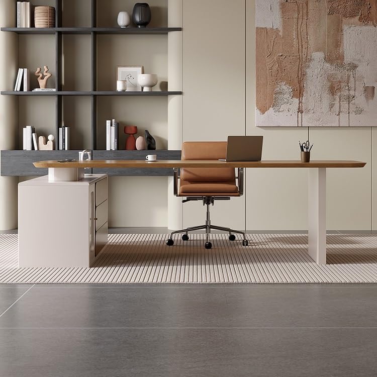 Scrivania angolare in legno massello, scrivania moderna per consultazioni per casa o lavoro, postazione di lavoro multifunzionale per l'installazione di casa e ufficio