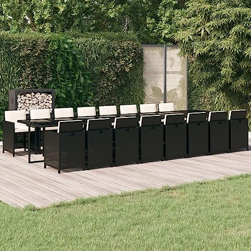 Woonisher Set de Muebles jardín 17 pzas con Cojines ratán sintético Negro Sofá para Muebles de balcón