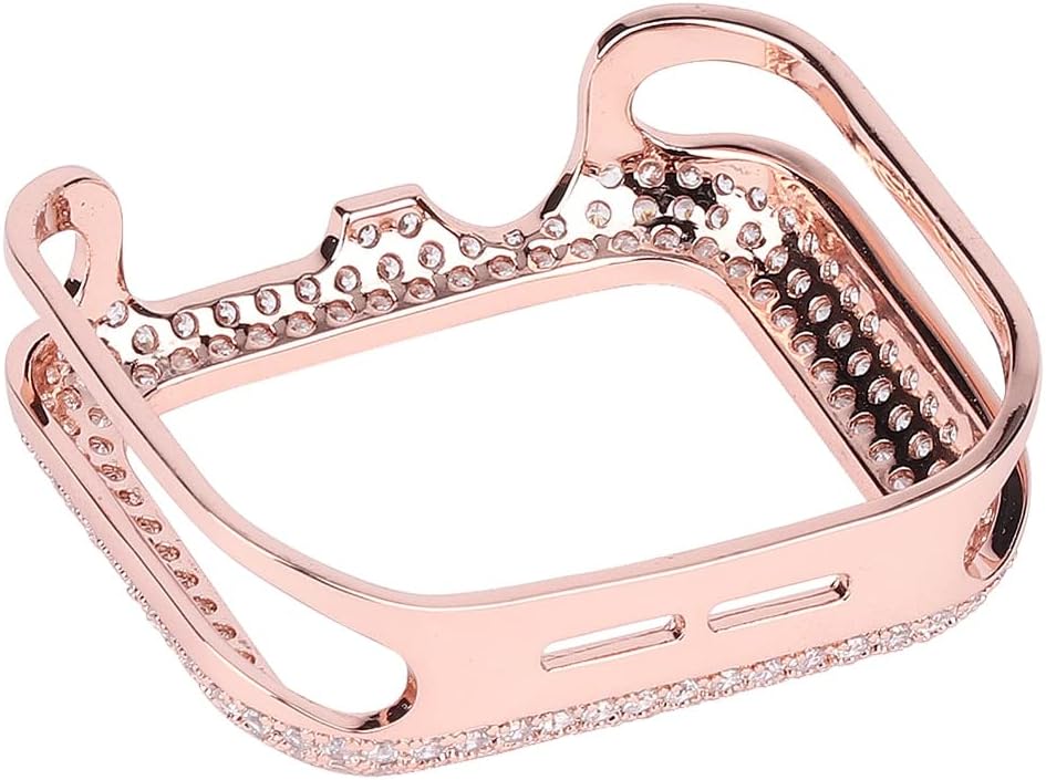 Carved Copper Women Luxury Bumper for Apple Watch Case Series8 45/44/40mm 41/42/38mm Diamond Bling Metal iWatch Series 7 SE/6/5/4/3/2 45 41 mm