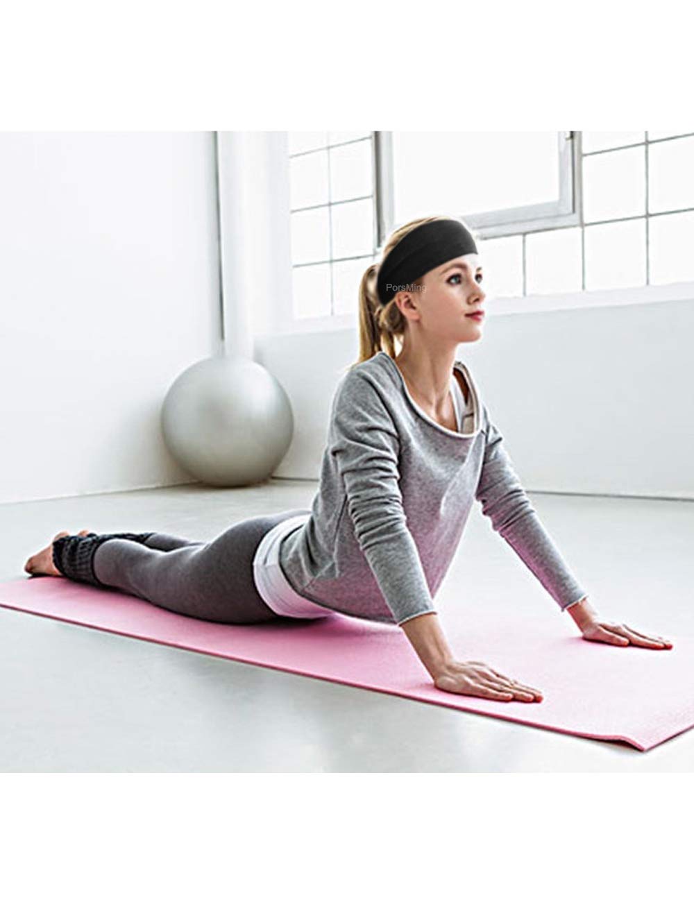Fasce elastiche per capelli, misura grande, per donne, uomini, ragazze, yoga, palestra, sport, fitness, antiscivolo, alla moda, confezione da 12, colore: nero