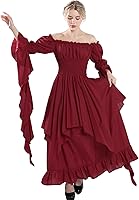 Vista 8 de NSPSTT Vestido victoriano, disfraz renacentista para mujer, vestido de bruja gótico, vestido de boda medieval