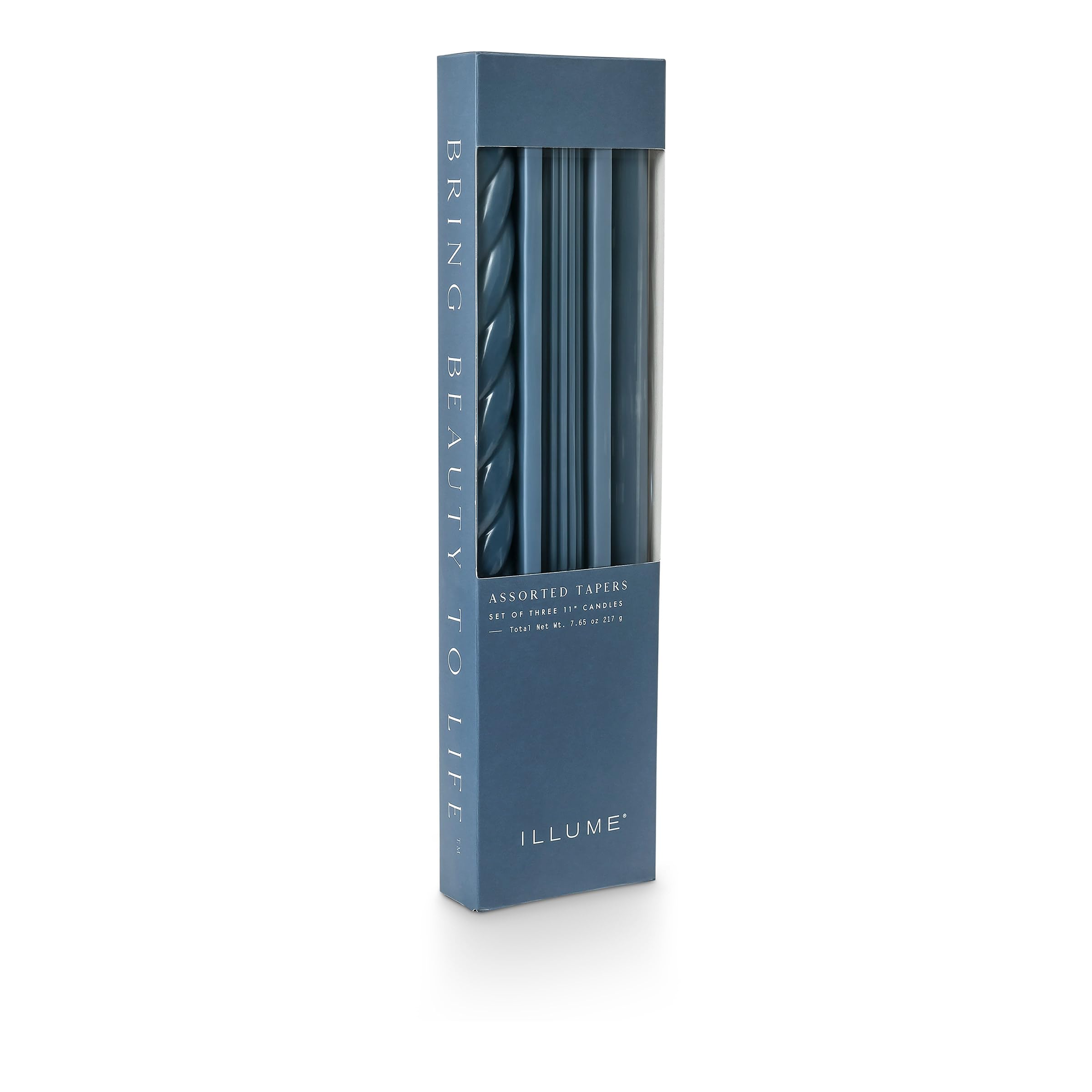 Illume Beautifully Done Unscented Assorted Candle Tapers 3-Pack, Navy Blue