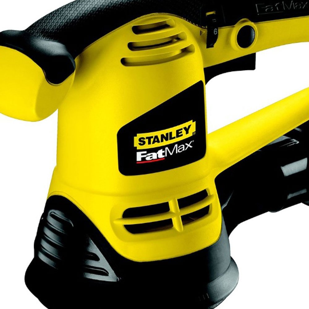 Stanley FATMAX Ponceuse Excentrique 480W 125Mm Vitesse Variable Poignée Avant Revêtement Grip Verrouillage de l'Interrupteur Avec 1 Mallette de Transport Gamme FATMAX Robuste et Ergonomique FME440K-QS