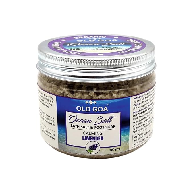 Lavender Bath Salt| 100% Natural Organic Sea Salt with Essential Oils for Body & Foot Spa | Pain Relief Sore Muscle Recovery After Gym Workout from Cramps Fitness Pedicure Body Scrub | Ideal for Women & Men | 300 g