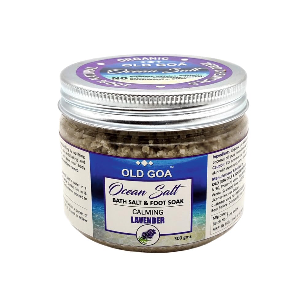 OLDGOA Lavender Bath Salt| 100% Natural Organic Sea Salt with Essential Oils for Body & Foot Spa | Pain Relief Sore Muscle Recovery After Gym Workout from Cramps Fitness Pedicure Body Scrub | Ideal for Women & Men | 300 g-image-34