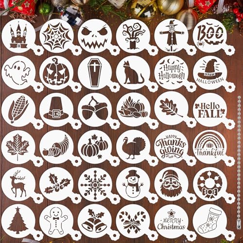 JULBEAR 36 Pcs Holiday Cookie Cake Stencils Baking...