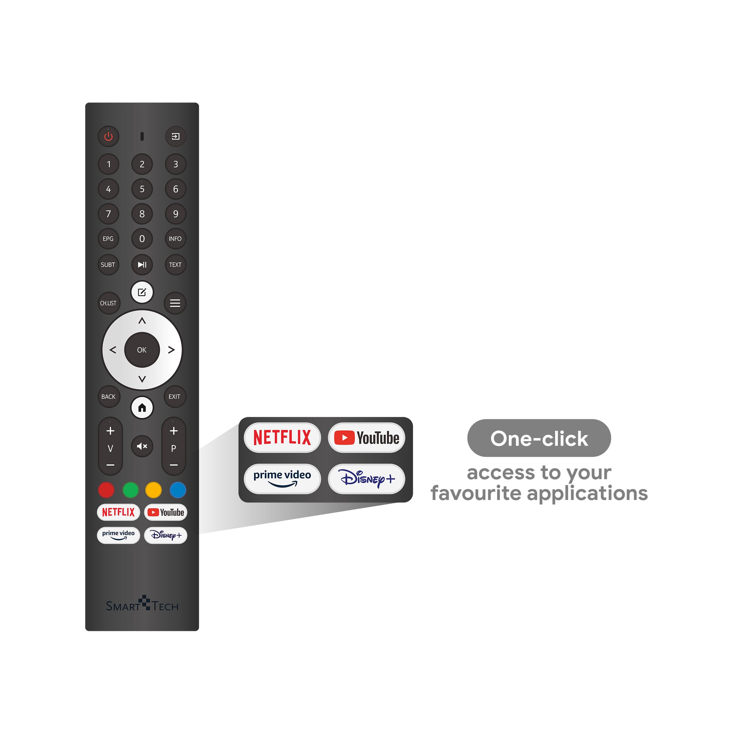 Smart Tech TV LED HD 24' (60 cm) 24HV02V Smart TV VIDAA - Molotov, Netflix, Prime Video, Disney+, Youtube, Plex - 3xHDMI - 2xUSB - Mode Hotel (24")