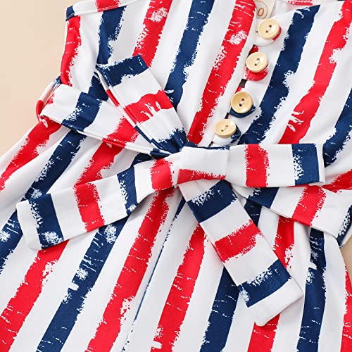 Xiaodriceee 4Th Of July Toddler Girl Romper Sleeveless Spaghetti Straps Short Jumpsuit One-Piece Summer Fourth Of July Outfit (Straps Red White And Blue,18-24 Months) #TOP5
