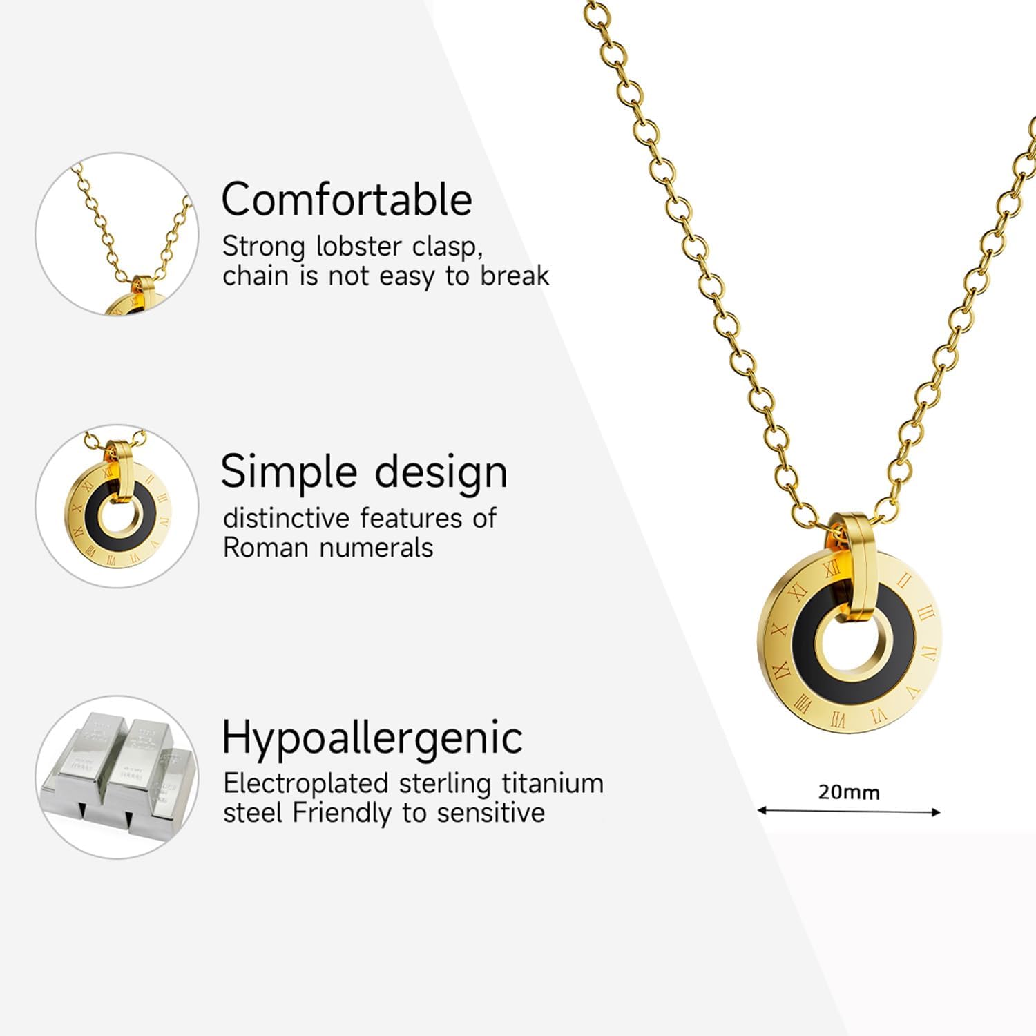18K Gold Platde Chain For Women Necklace,Double Circle Pendant Necklace,Gifts for Women - Image 6