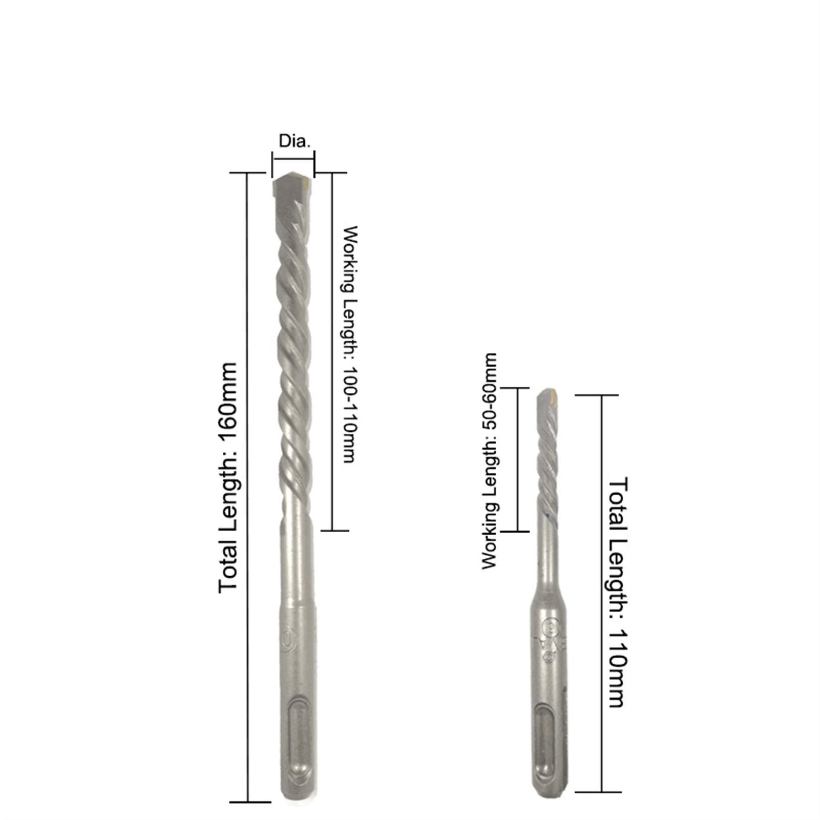 Brocas Juego de brocas 1 pieza 4 5 6 7 8 10 12 SDS Plus Perforación de sierra perforadora 220 mm 160 mm Brocas de martillo eléctrico para broca de mampostería de ladrillo de hormigón de pared (diáme