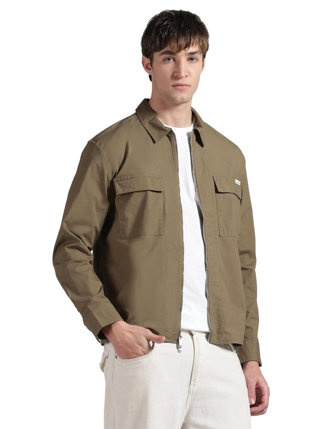 Relaxed fit cotton spread collar jacket-image-27