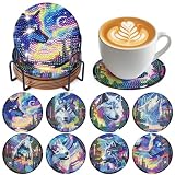 Vibrant Wolf Themes: Eight round diamond painting coasters feature stunning, painterly wolf and nature scenes that bring bold color and cinematic energy to your home or workspace Versatile Decor & Protection: Use these coasters to protect surfaces fr...