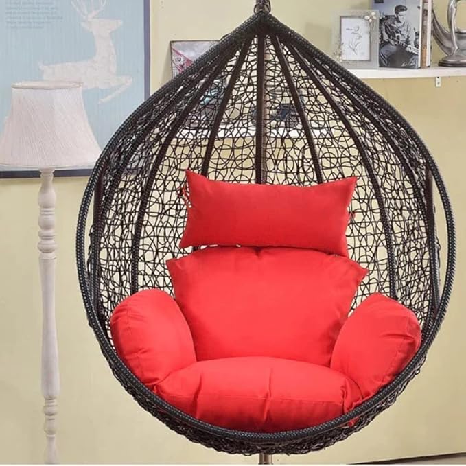 Image of Single Seater Swing Chair with Stand for Adult||Indoor|| Balcony ||Garden || Patio|| Living Outdoor ||Furniture (Do-It-Yourself)(Black Red)