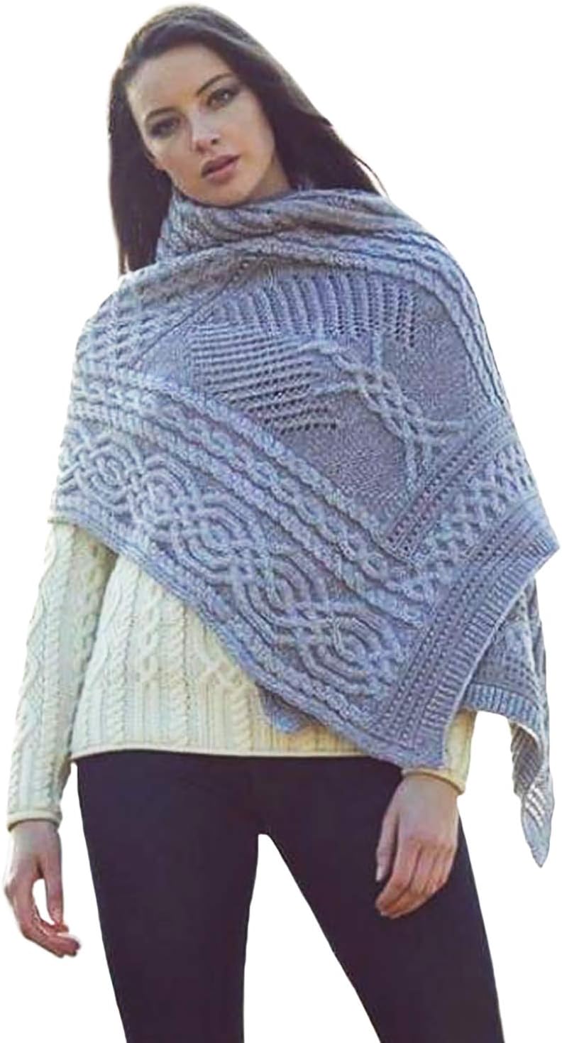 Merino Wool Knit Fairy Tree Celtic Shawl (Grey)