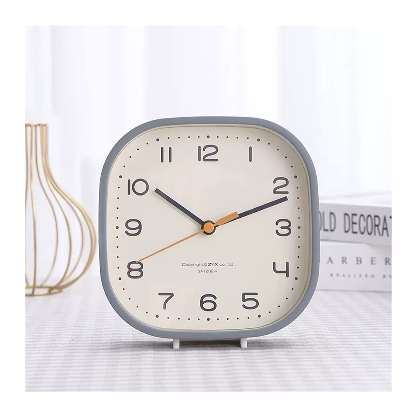 S5b8W3g7 Mantel Clocks Simple and Fashionable Small Table Clock Holder with Dual-purpose Silent Bedroom Bedside Desk Decorate(Gris)