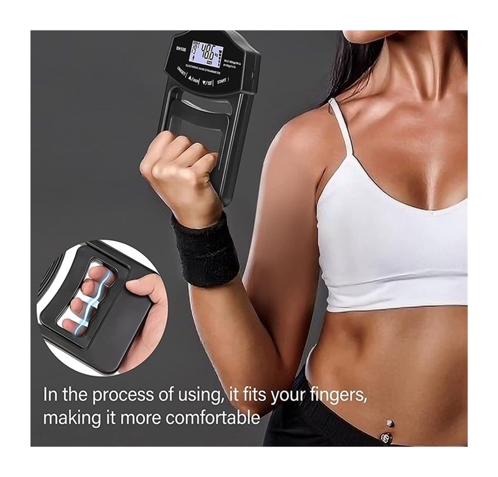 Dinamómetro, Dinamómetro digital de mano con pantalla LCD USB, medidor fuerza agarre 180 kg (396 lb)