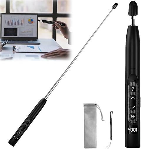 Presenter mit Laserpointer, Präsentationsfernbedienung mit Zeigestab Ausziehbar, Powerpoint Fernbedienung, Pointer für Präsentationen, Laserpointer Präsentation, für Klassenzimmer Hörsaal Büro
