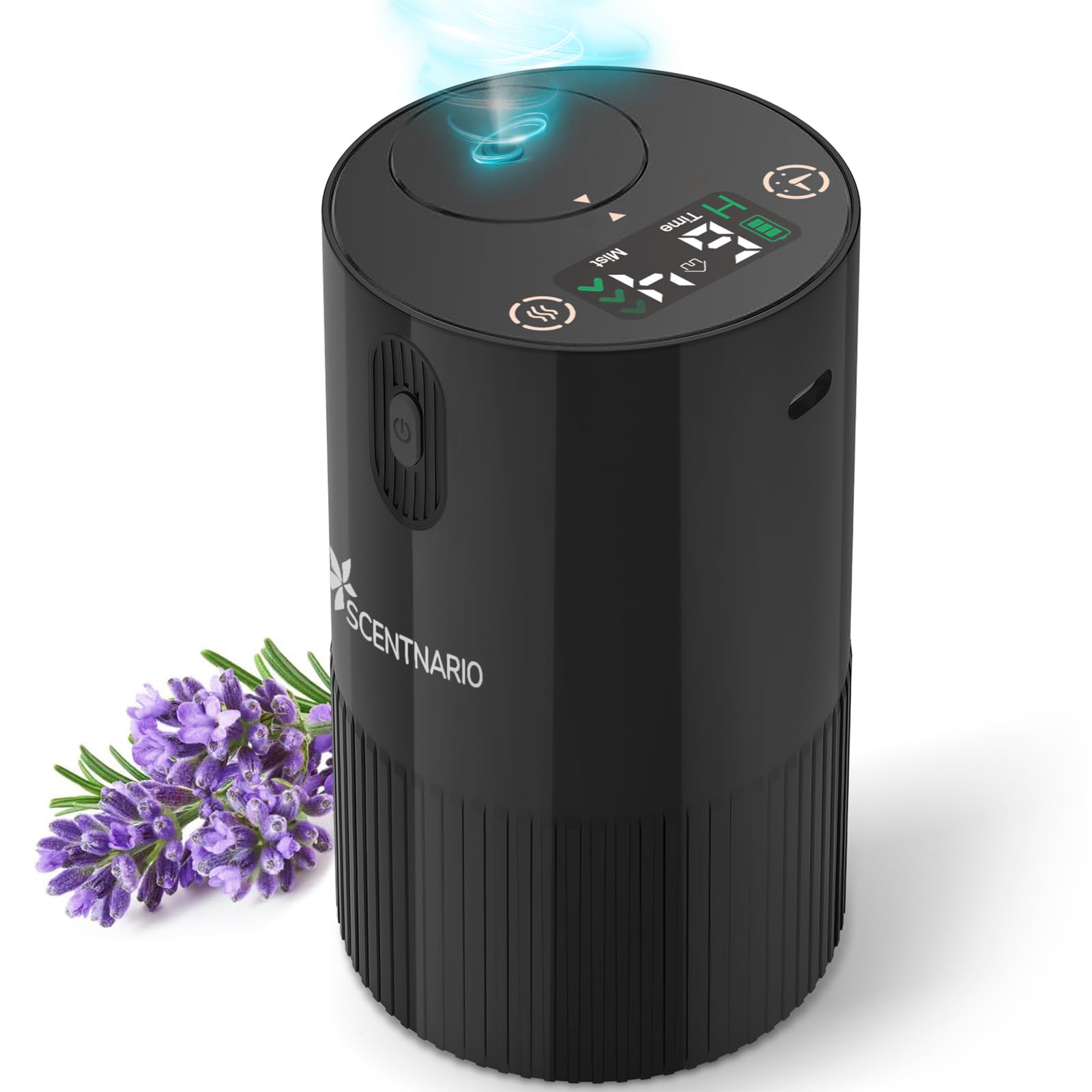 Waterless Diffuser for Essential Oil - Aromatherapy Diffuser for Home with Battery Indicator, Portable Smart Scent Air Machine 1/2/3 & Continuous Mist, Timing & Auto-off Function, 400~500 sq. ft Scent