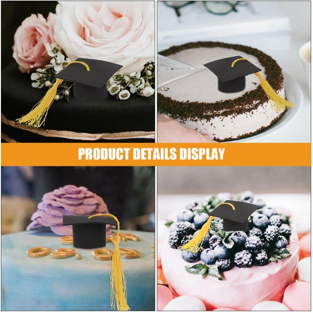 12pcs Cake Decoration Hats Toppers Caps Decors Grad Hat Cake Topper Party Paper Wine Bottle Mini - Image 3