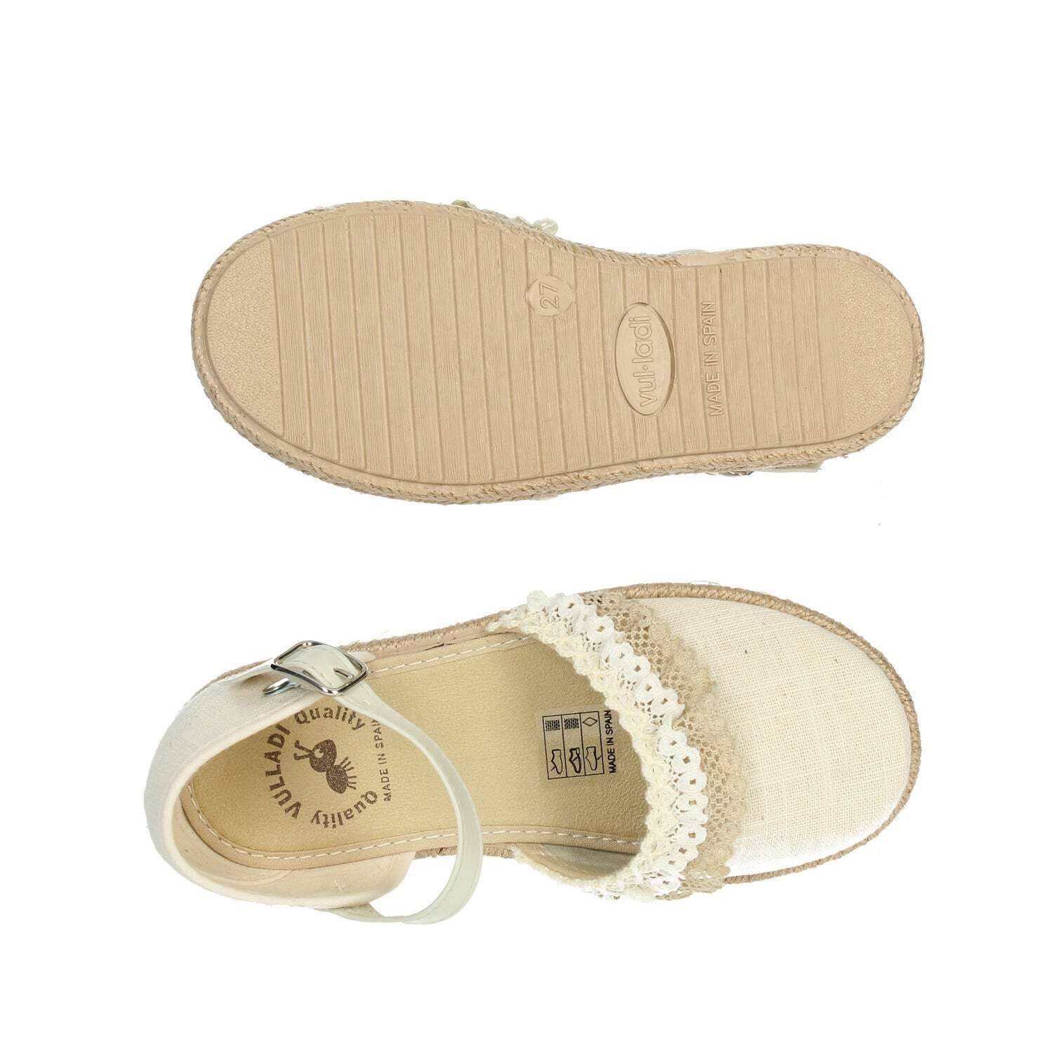 Vulladi - Alpargata niña Lino Beige puntillas Encaje - 7361 para: Niñas