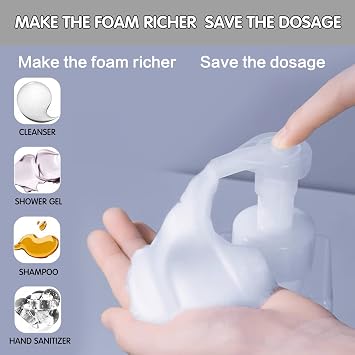 2 PCS-Foaming Soap Dispenser, Hand Soap Dispenser, Refillable Foam Liquid Hand Soap Empty Plastic Pump Bottle Container for Bathroom Vanities, Kitchen Sink, Hospital, Clinic
