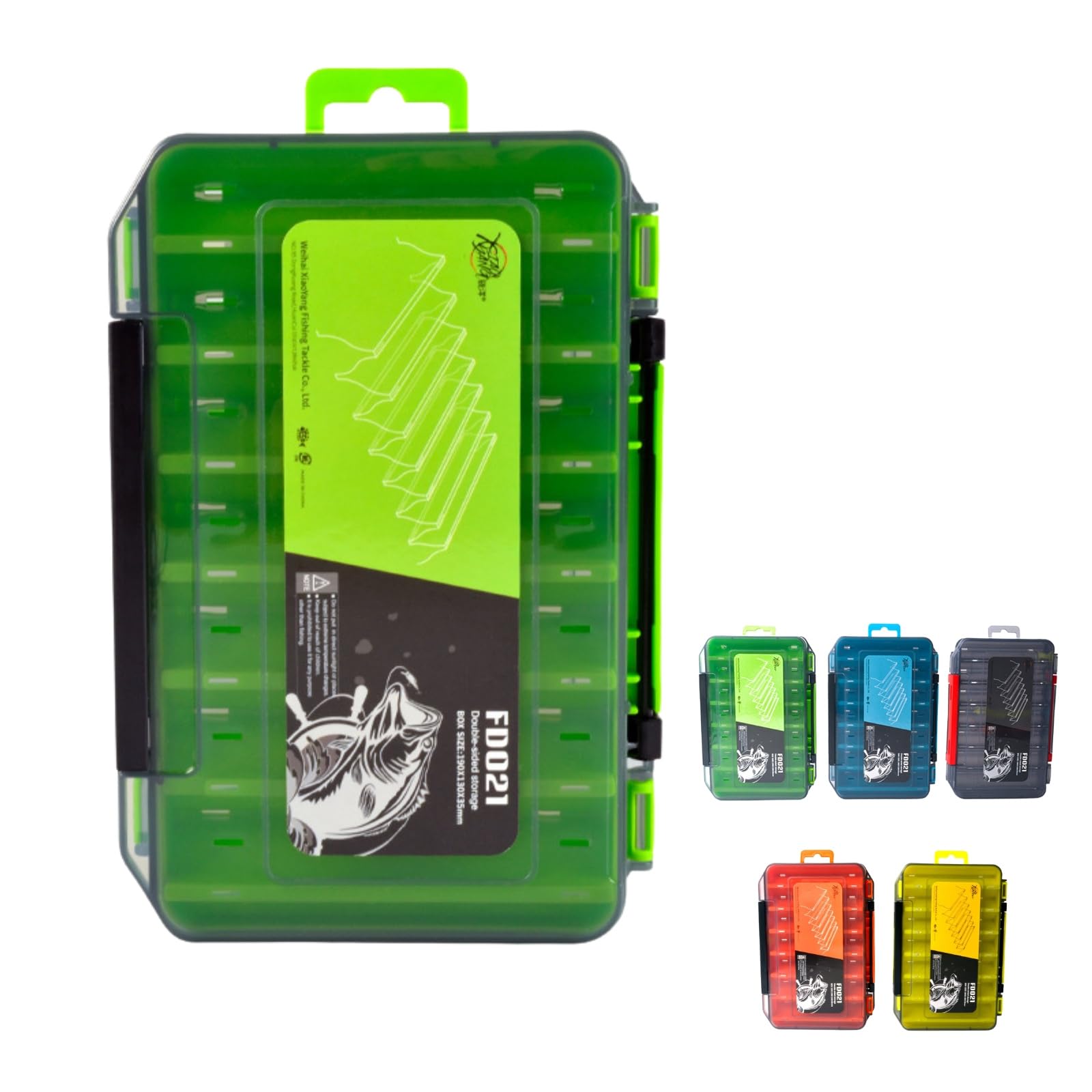 Boxonly Waterproof Double-Sided Fishing Tackle Storage Box – Large Green Lure Organizer for Hooks, Accessories & Terminal Tackle, Portable & Clear Case