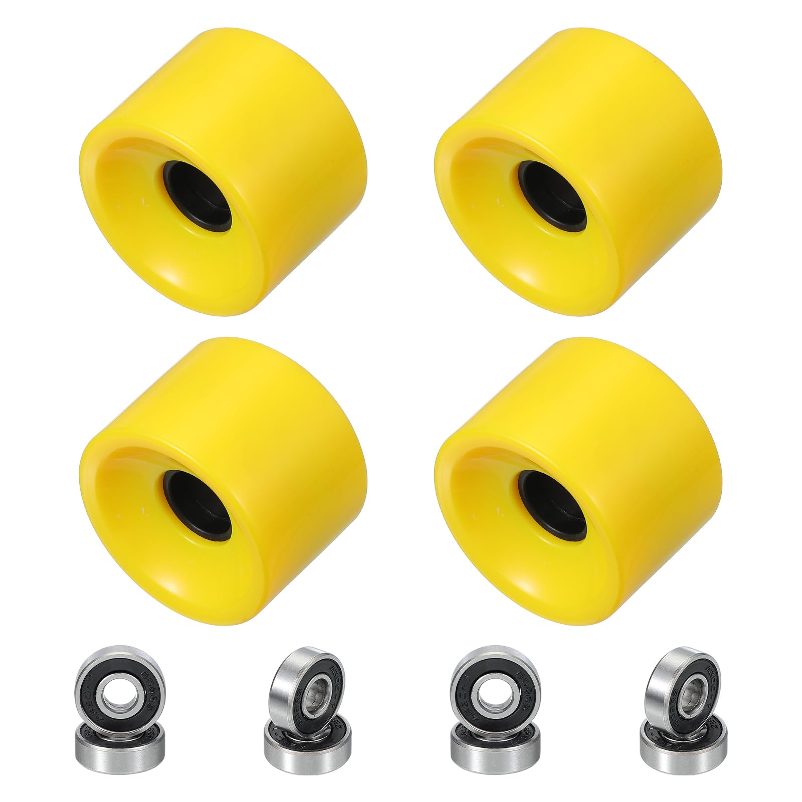 PATIKIL 70mm Skateboard Wheels 1 Set 78A Hardness Street Wheels PU Cruiser Wheels with 608RS Bearings for Skateboards Replacement, Yellow