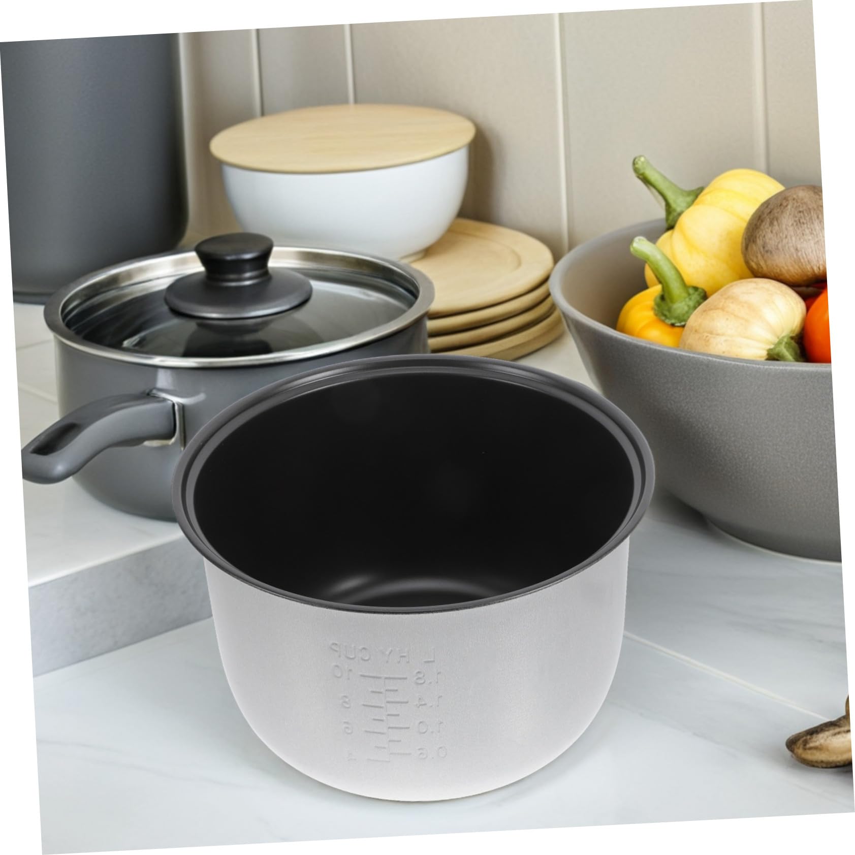 LIFKOME Recipiente Interior Antiadherente De Aleación De Aluminio Para Olla Arrocera 5 Litros, Compatible Para Cocinar Arroz, Gachas Vapor, Olla De Repuesto Duradera y Fácil Limpieza