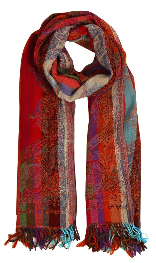 Lorenzo Cana Luxus Damenschal Stola 70 cm x 180 cm Wollschal jacquardgewebter Schal 100% Wolle vom Merinolamm Mehrfarbig Pashmina Naturfaser 7857311